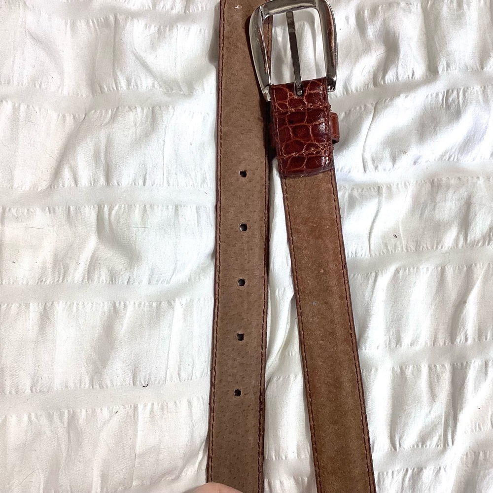 St Johns Bay Croc Embossed Leather Belt Size M - Picture 8 of 15